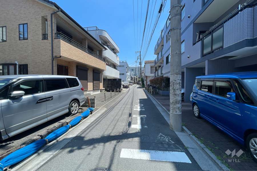 敷地の東側前面道路（北側から）