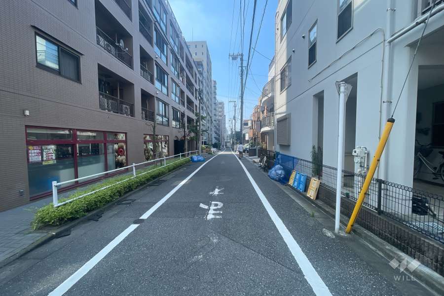 敷地の西側前面道路（北側から）