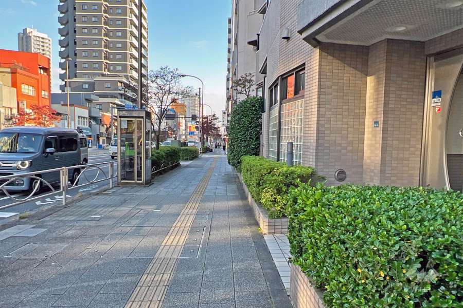 敷地の北東側前面道路は川越街道です（北西側から）。