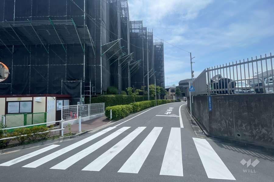 敷地の南側前面道路（西側から）