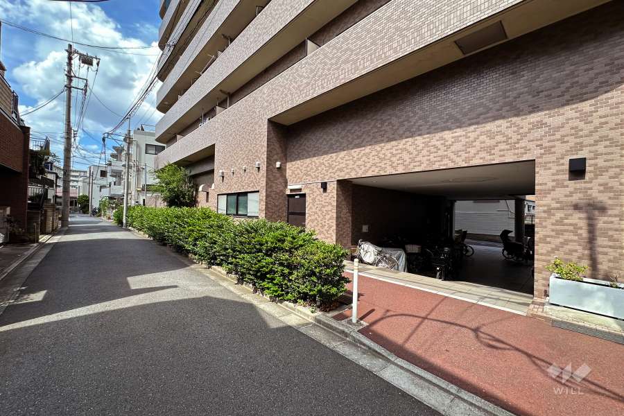 敷地南西側の前面道路（南東側から）