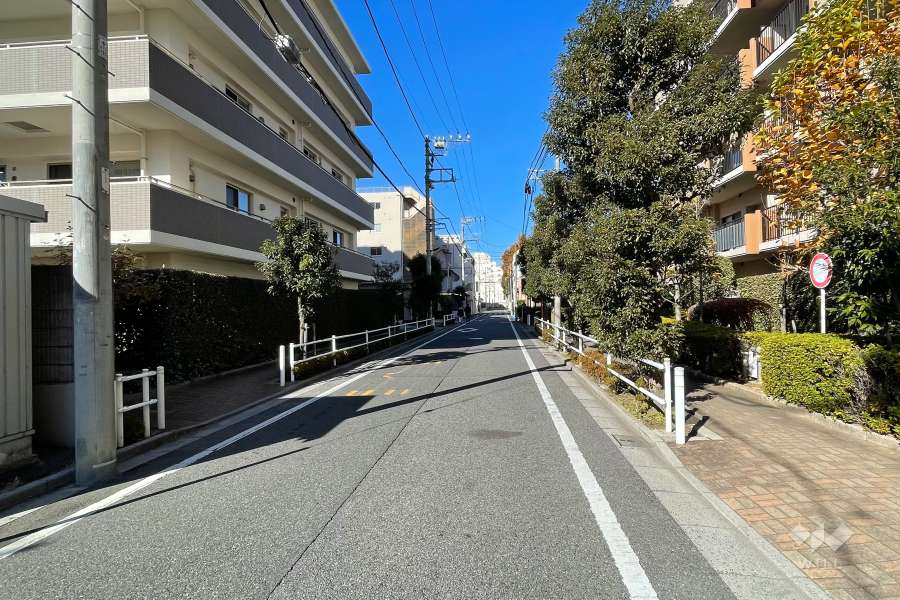 敷地西側の前面道路