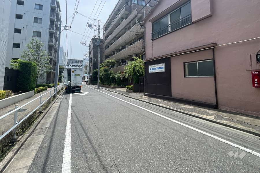 敷地の東側前面道路（北側から）