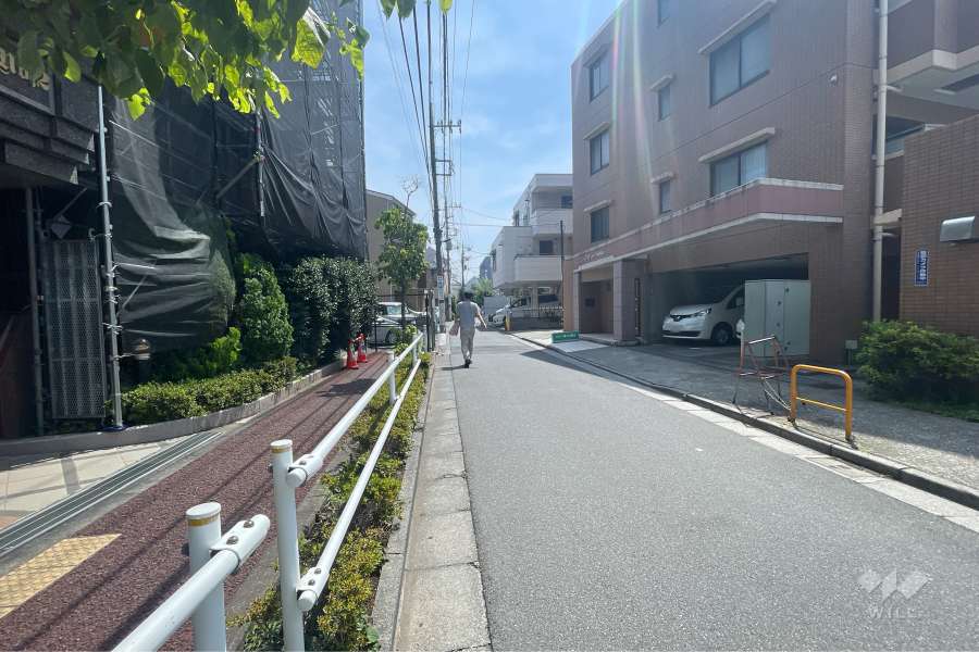 敷地の南側前面道路（西側から）