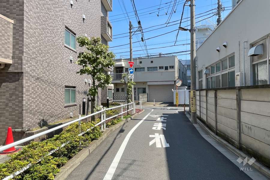 敷地の西側前面道路（北側から）