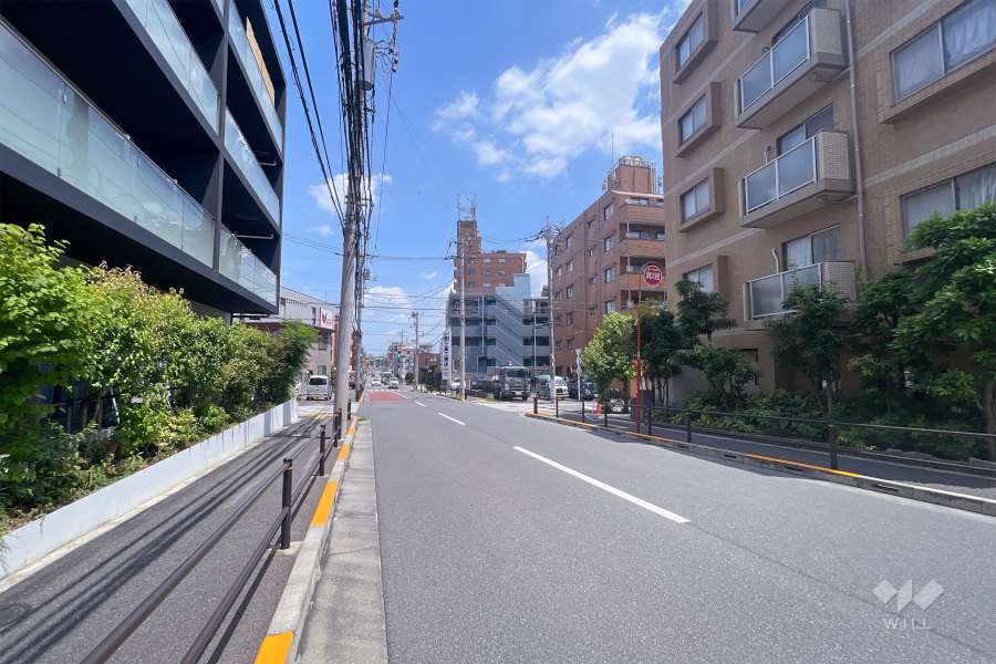 敷地北側の前面道路（西側から）