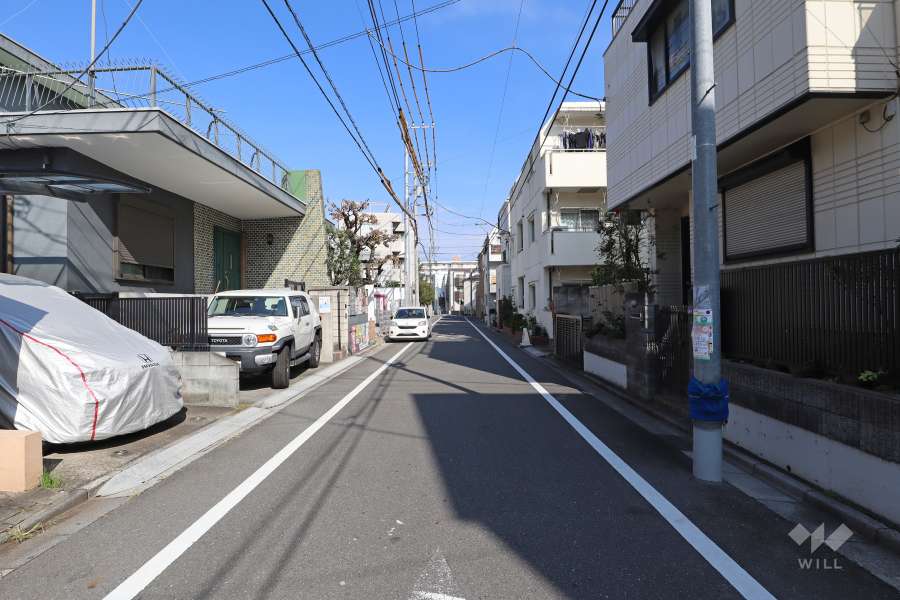 敷地の南東側前面道路（南西側から）