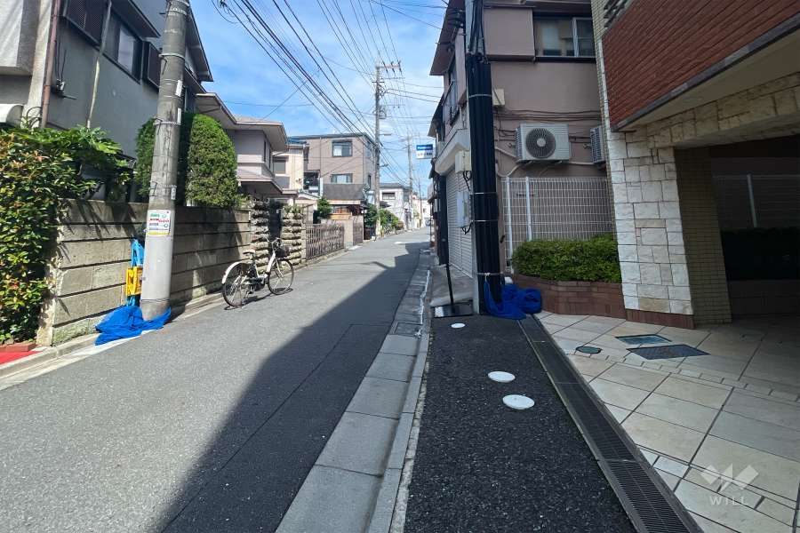 敷地の南西側前面道路（南東側から）