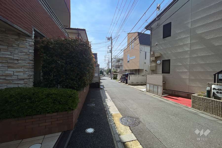 敷地の南西側前面道路（北西側から）