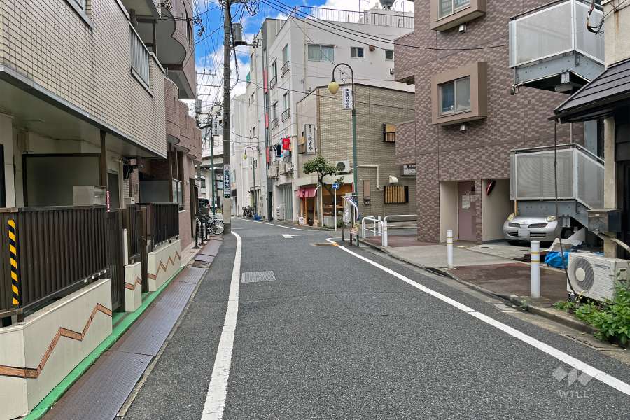 敷地の北側前面道路（西側から）