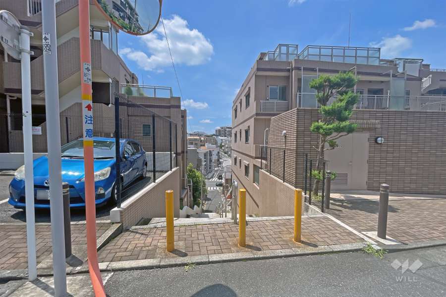 敷地西側の階段通路（北側から）