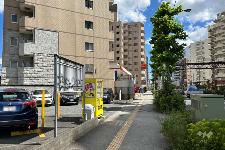 敷地の南西側前面道路（北西側から）