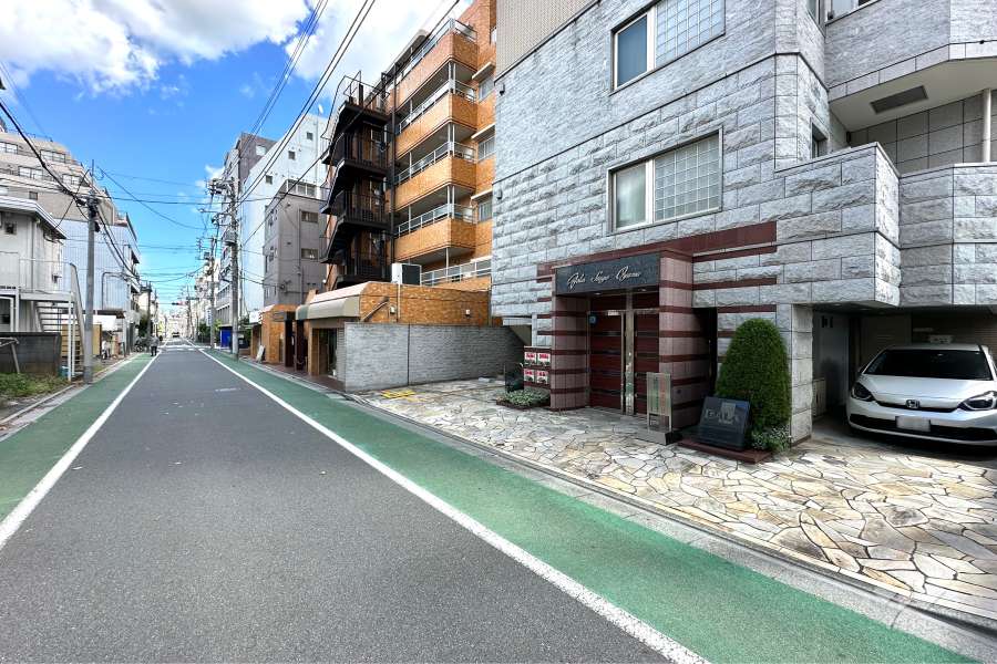 敷地の北側前面道路（西側から）