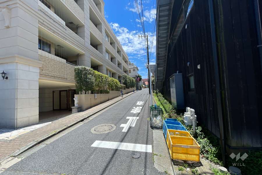 敷地西側の前面道路