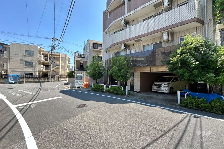 敷地の北東側前面道路（北西側から）