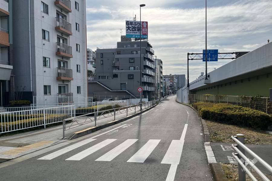 敷地の西側前面道路（北側から）