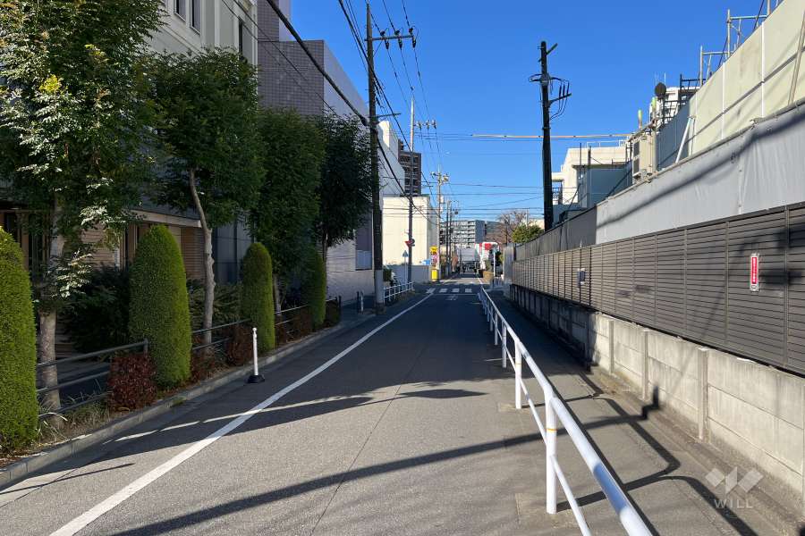 敷地北東側の前面道路（南東側から）