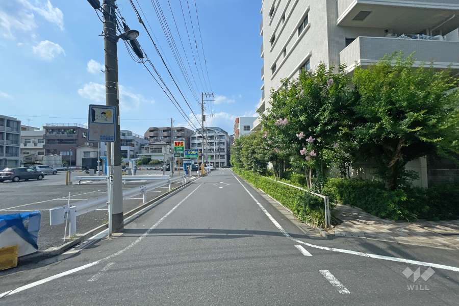 敷地西側の前面道路（南側から）