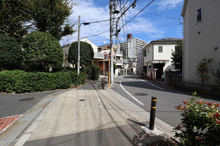 敷地の南東側前面道路（南西側から）