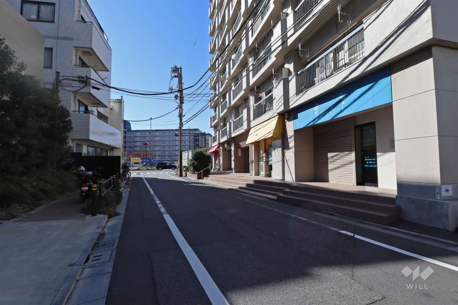 敷地南東側の前面道路（北東側から）