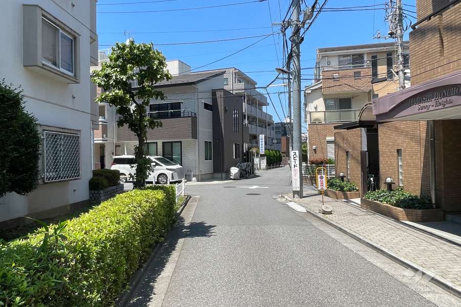 敷地の東側前面道路（南側から）