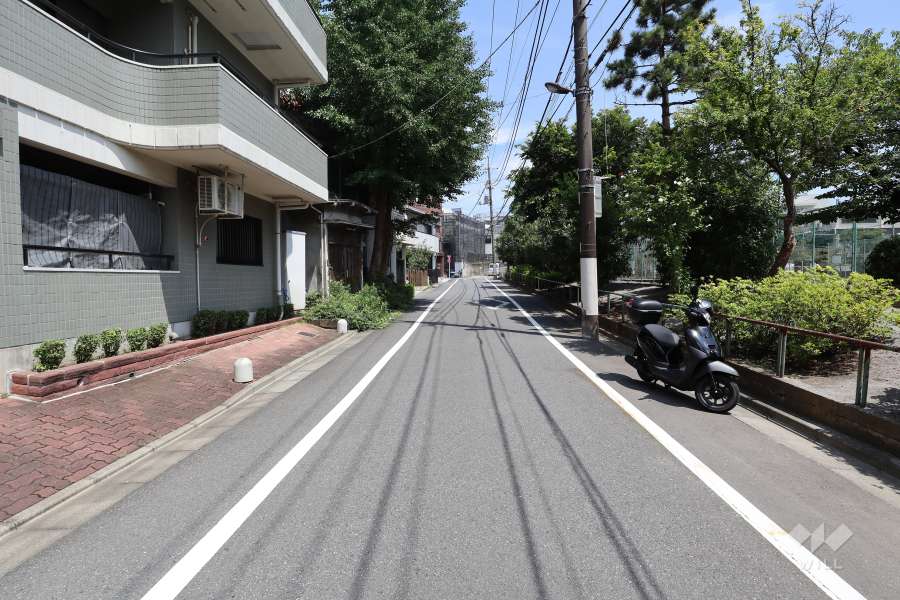 敷地南側の前面道路（西側から）
