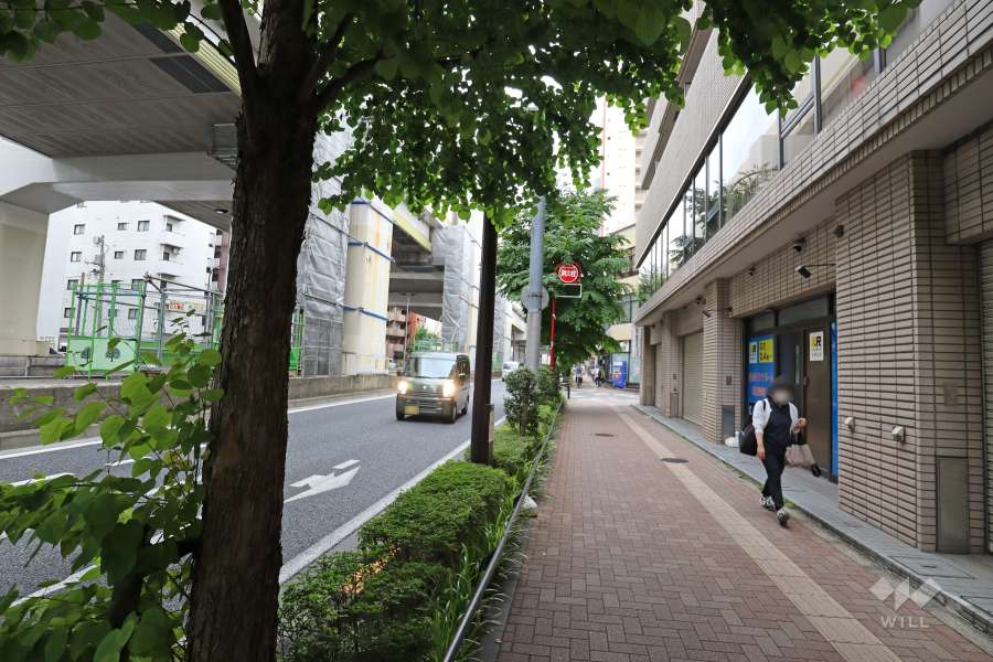 敷地南東側の前面道路（北東側から）