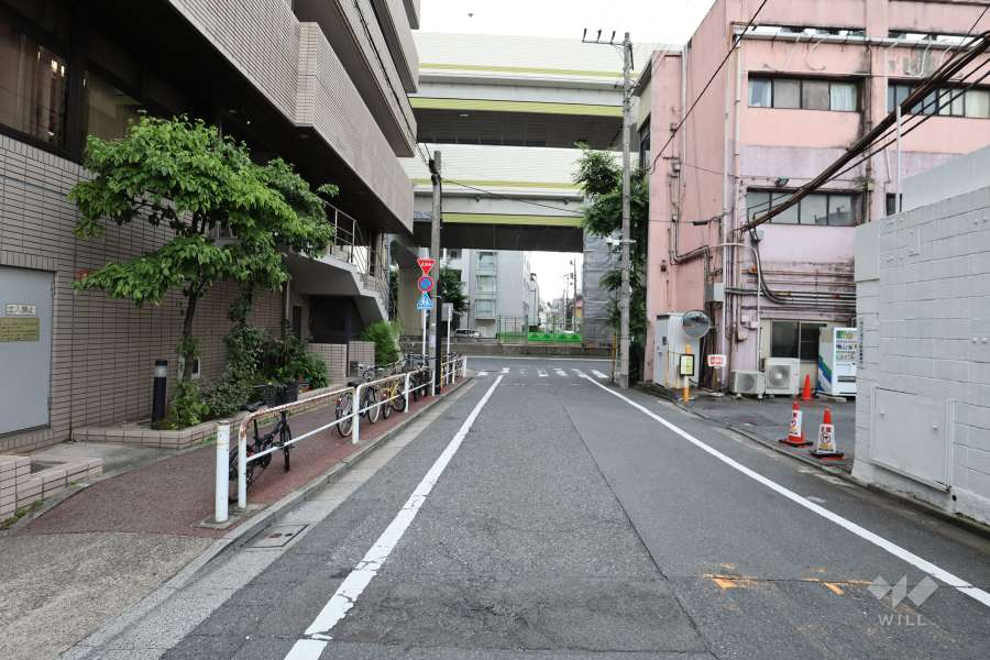 敷地南西側の前面道路（北西側から）
