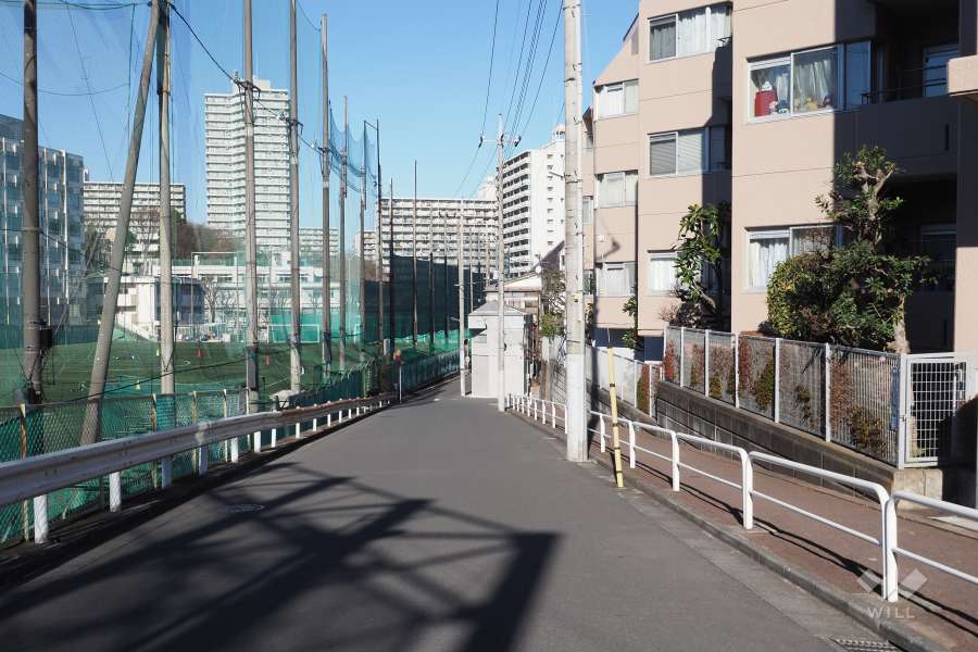 敷地西側の前面道路（南側から）