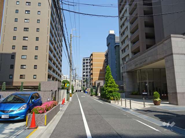 敷地北側の前面道路（西側から）