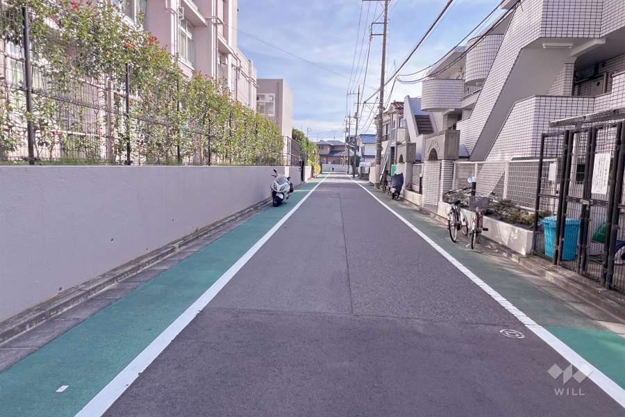 敷地東側の前面道路（北側から）