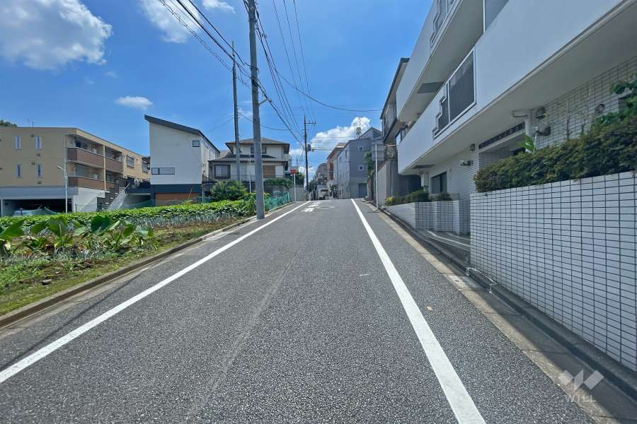 敷地北東側の前面道路（北西側から）