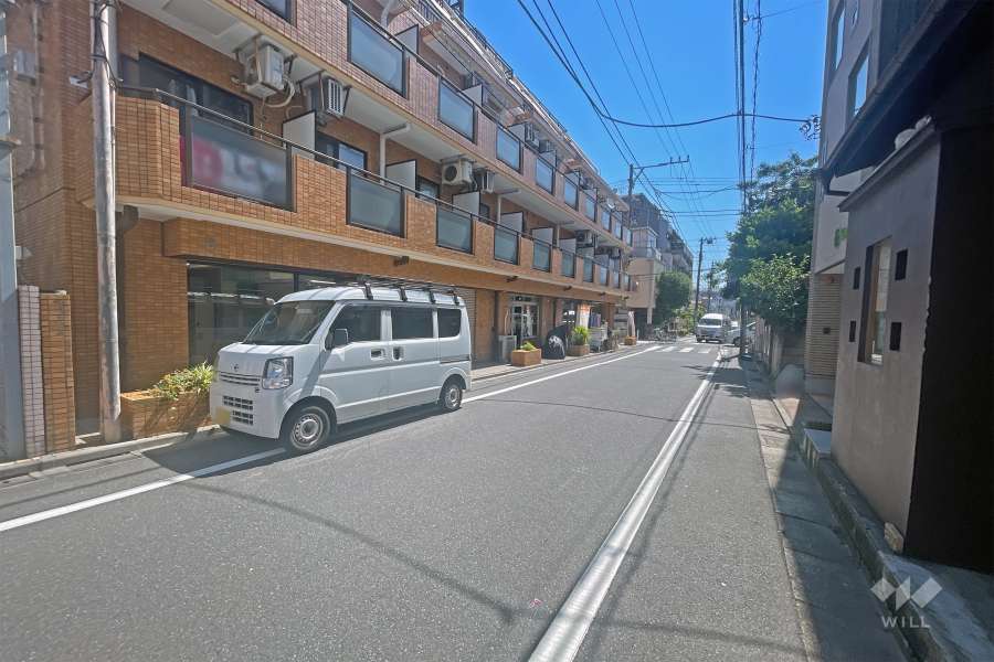 敷地の南側前面道路（西側から）