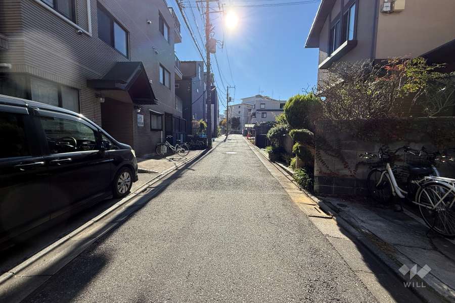 敷地の西側前面道路（北側から）