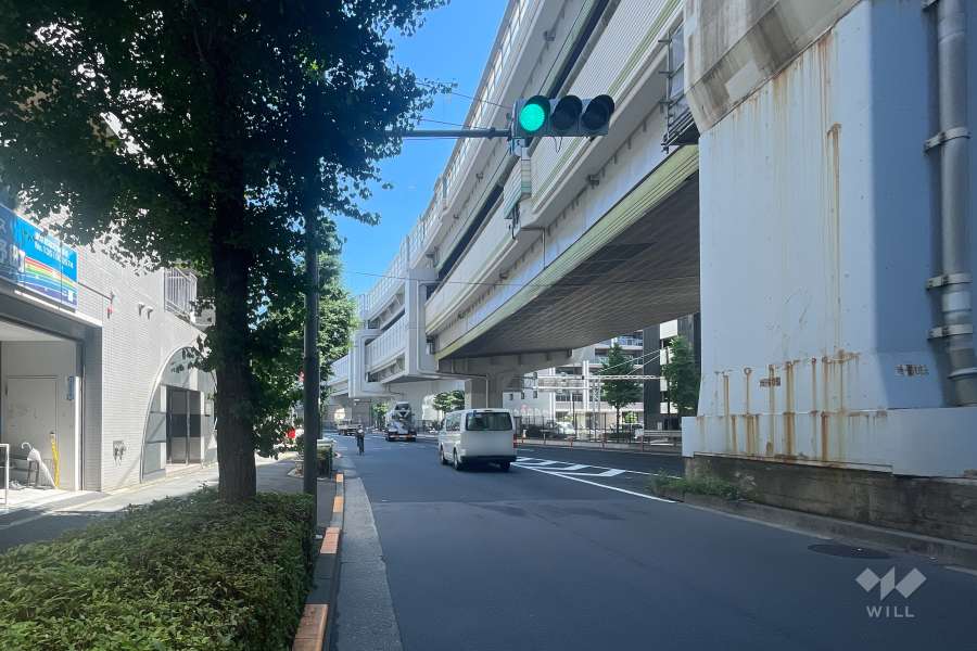 敷地の南側前面道路（西側から）