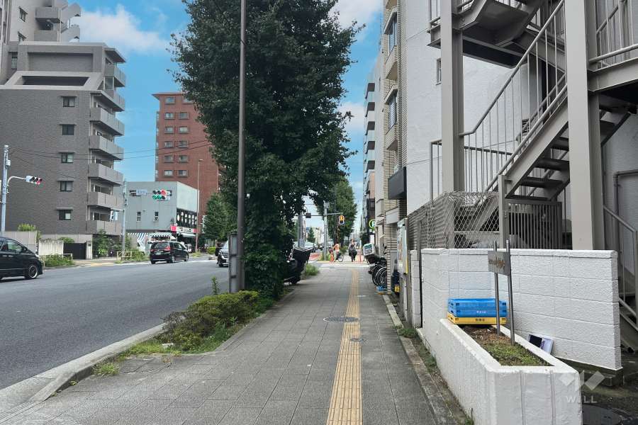 敷地の北東側前面道路（北西側から）