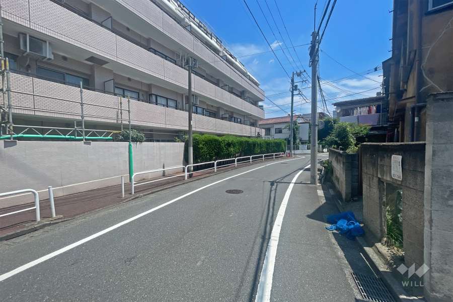 敷地の南側前面道路（西側から）