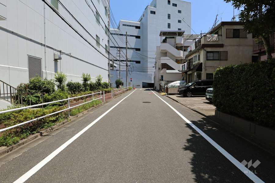敷地北西側の前面道路（南西側から）