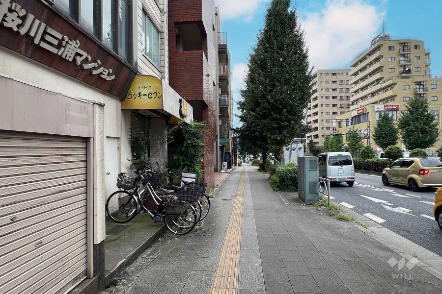 敷地の北東側前面道路（南東側から） 