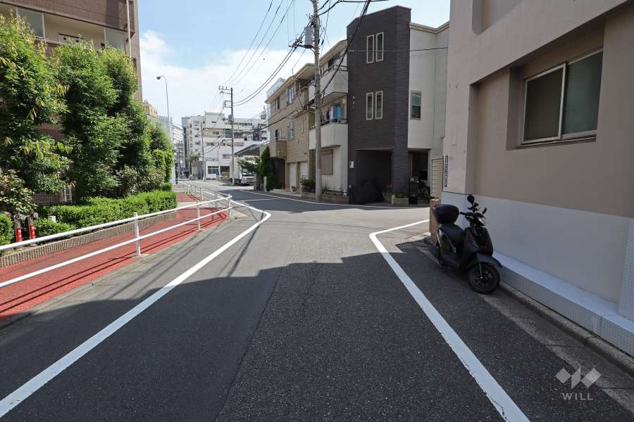 敷地南東側の前面道路（北東側から）