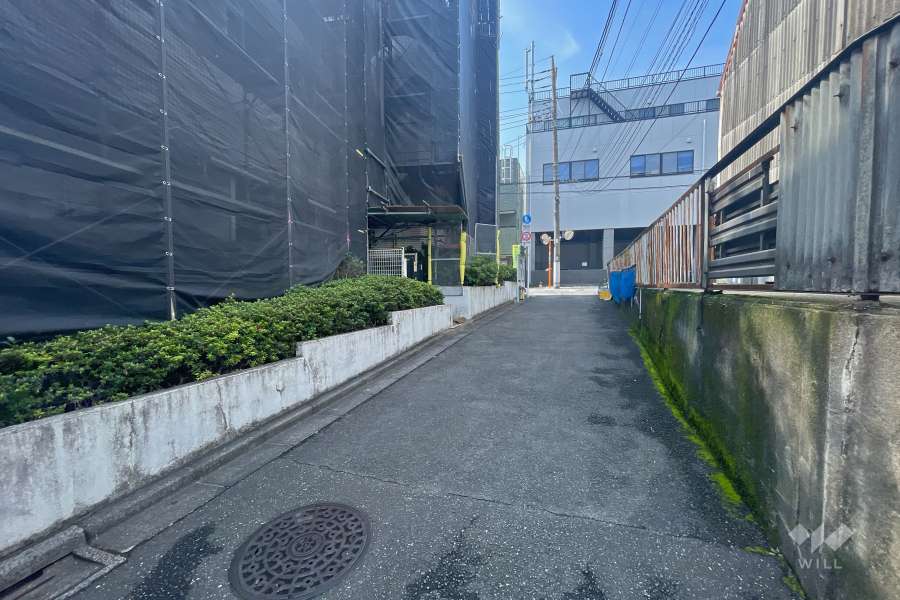 敷地西側の前面道路（北側から）