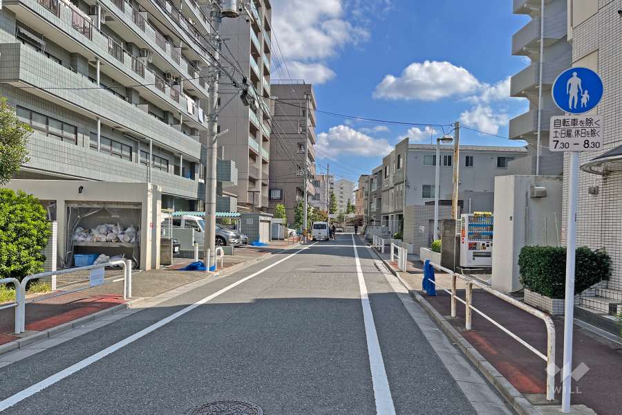 敷地の北側前面道路（西側から）