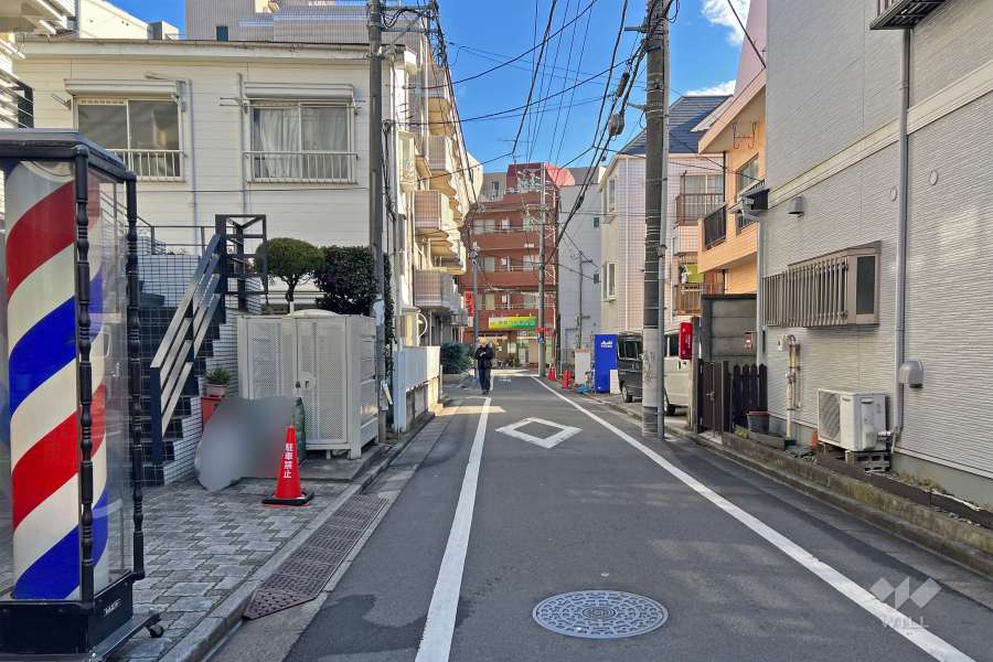 敷地の南側前面道路（西側から）