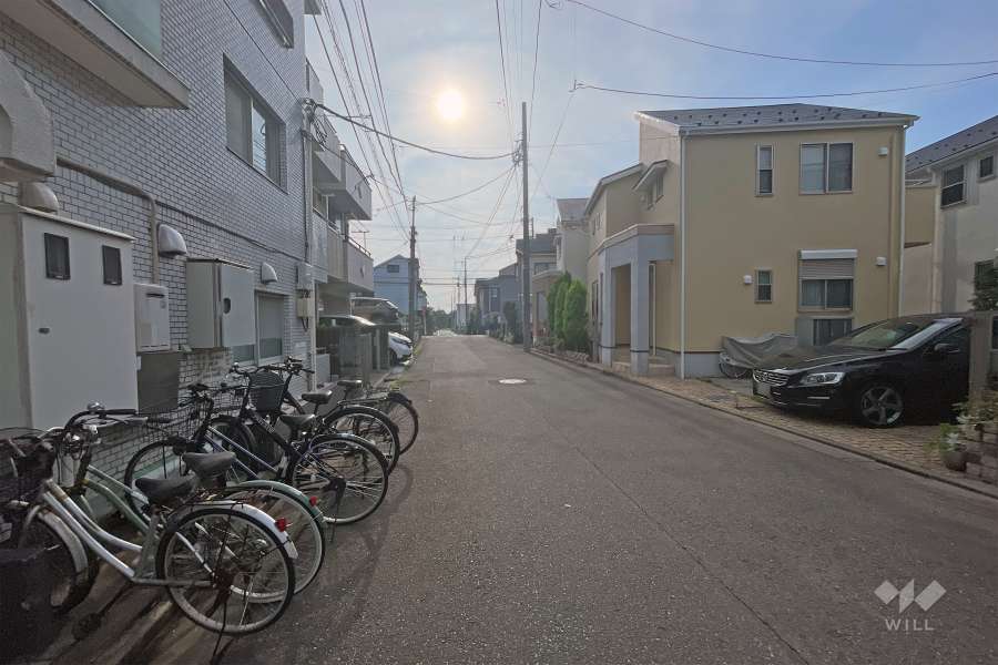 敷地の南側前面道路（西側から）