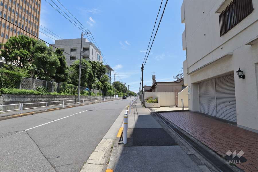 敷地北東側の前面道路（北西側から）