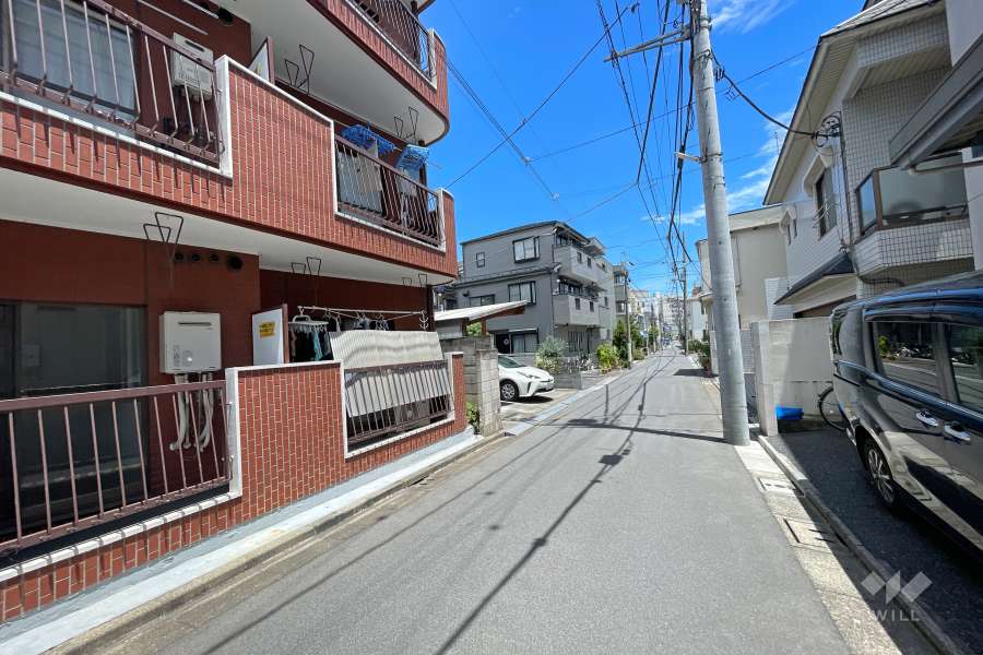 敷地南側の前面道路（西側から）