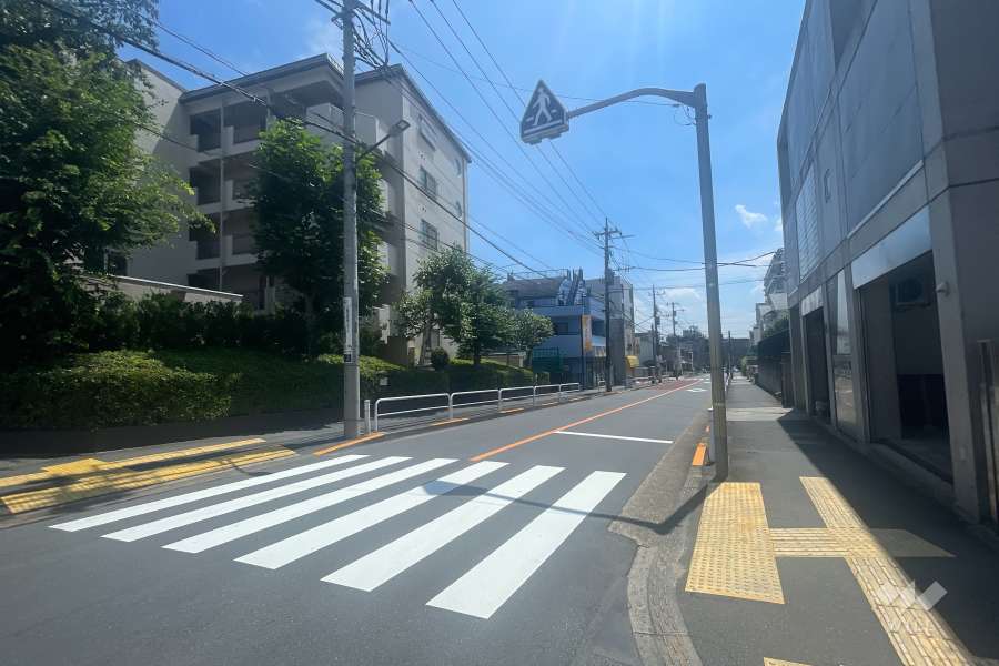 敷地の北西側前面道路（北東側から）