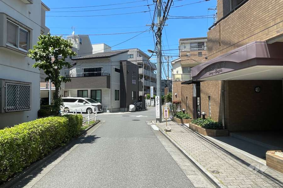 敷地の西側前面道路（南側から）