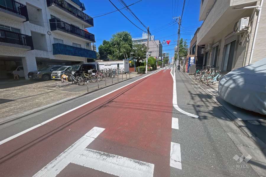 敷地の北側前面道路（西側から）