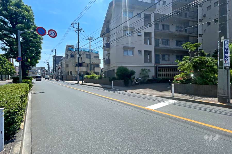 敷地の北側前面道路（西側から）